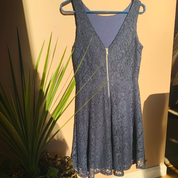 Navy Blue Lace Skater/Fit and Flare Dress - Picture 2 of 2